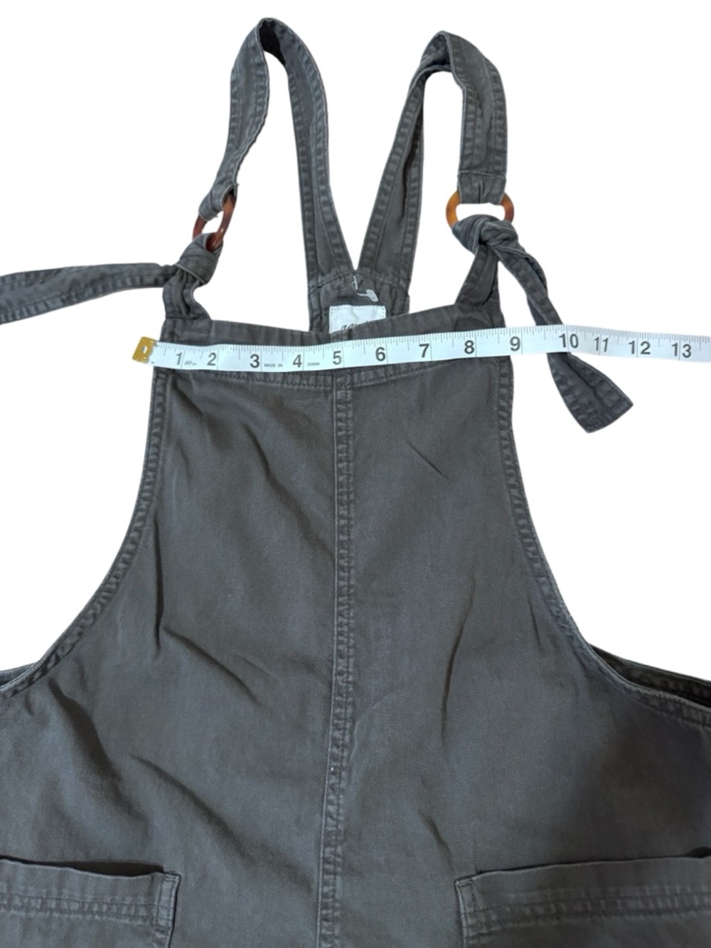 aerie Black Grey Denim Short Overalls - Picture 5 of 8